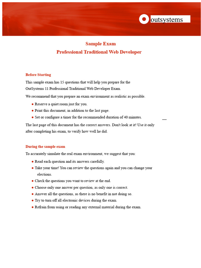 OutSystems Web Developer Exam Prep Guide | PDF | Databases | Database Index