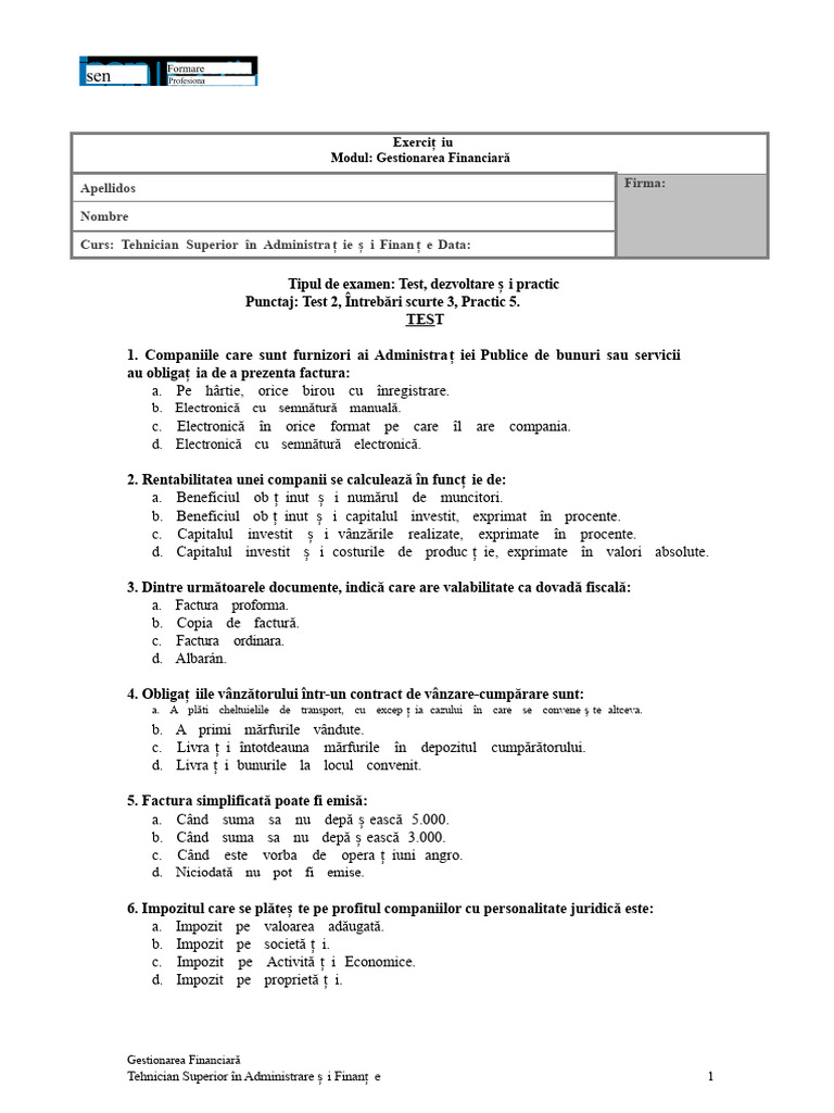 Model Examen | PDF