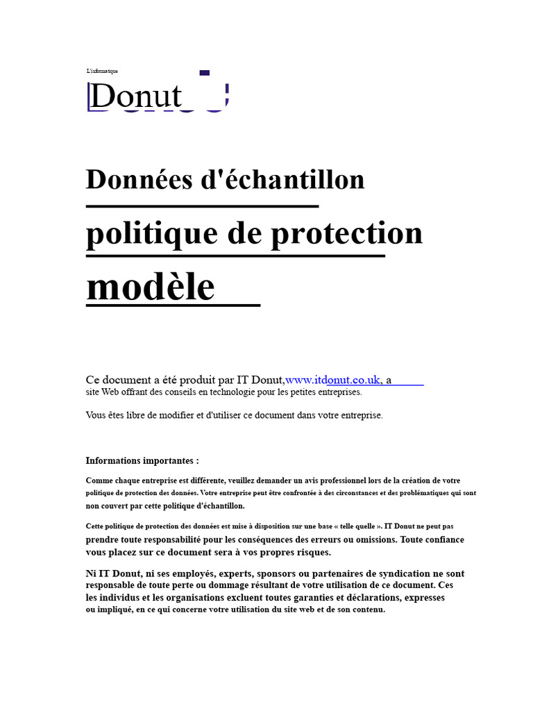 Modèle de politique de protection des données | PDF | Vie privée et ...