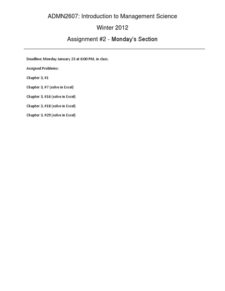 Management Science Assignment 2 Guide | PDF