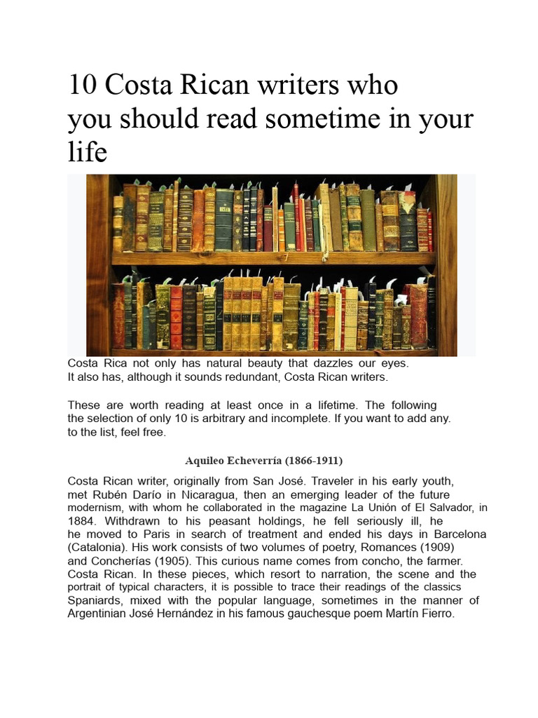 Notable Costa Rican Writers to Read | PDF