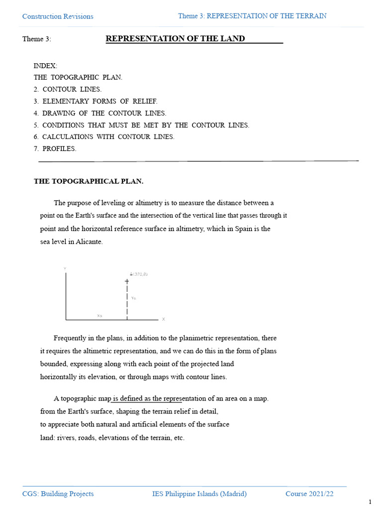 Theme 3. - REPRESENTATION of The TERRAIN. | PDF | Contour Line | Topography