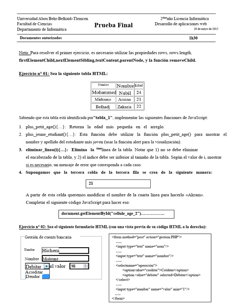 Ejercicios de JavaScript y PHP para Web | PDF | HTML | Script Java