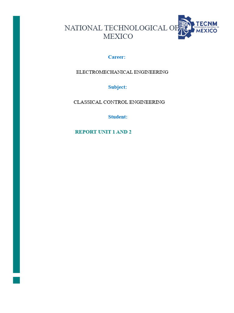 Electromechanical Control Engineering Report | PDF | Nonlinear System ...