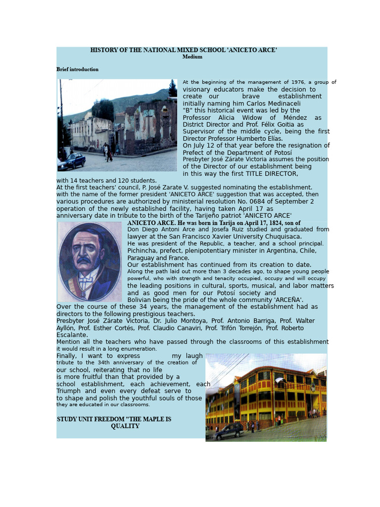 Basic Format of The Book Aniceto Arce | PDF | Bolivia