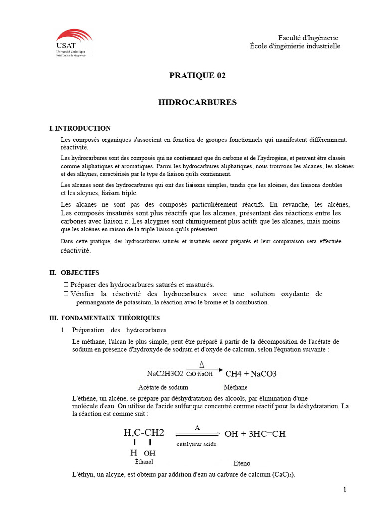 Réactivité des hydrocarbures en laboratoire | PDF | Alcène | Alcane