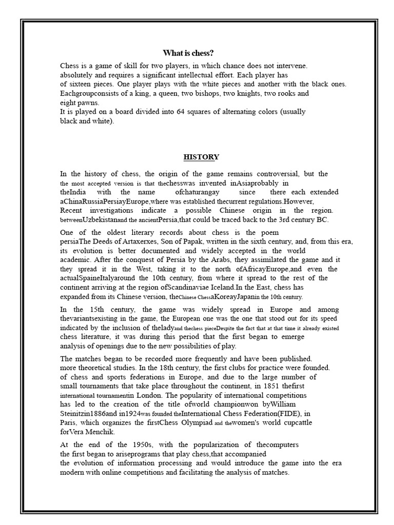 Understanding Chess: Rules and History | PDF | Chess | Abstract ...
