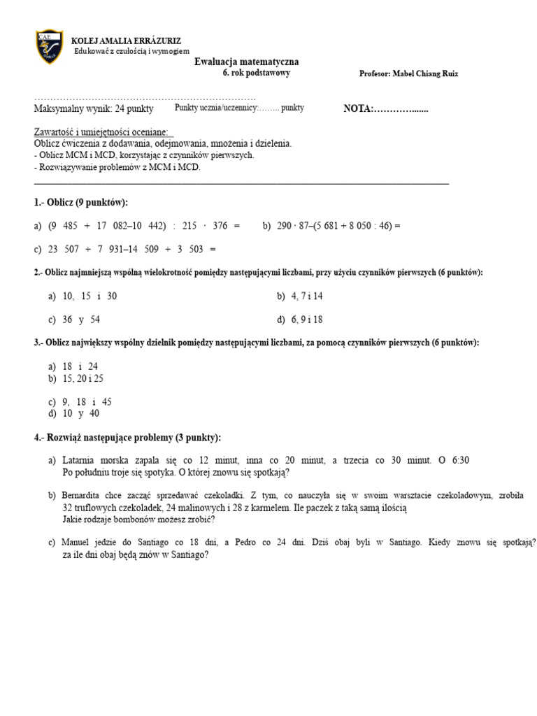 Test Szósty MCM I MCD | PDF