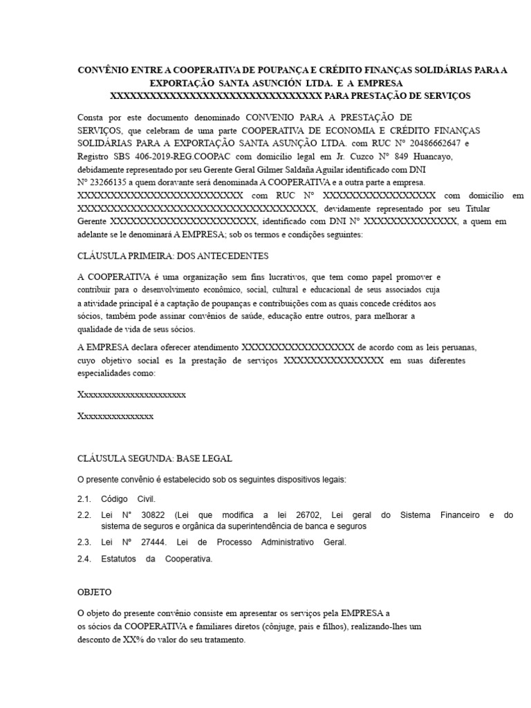 Modelo De Convênio Interinstitucional Pdf Cooperativa Crédito