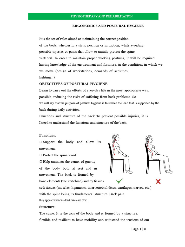 Ergonomics and Postural Hygiene Guide | PDF | Vertebra ...