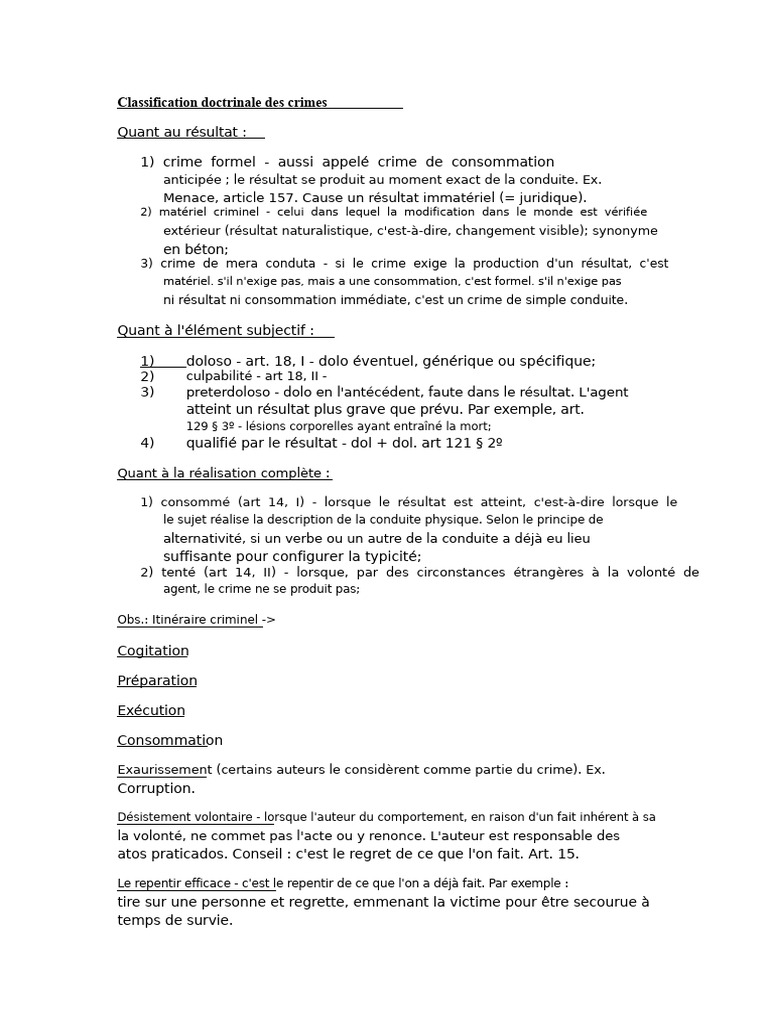 Classification des Crimes Pénaux | PDF | Crimes | Crime et violence