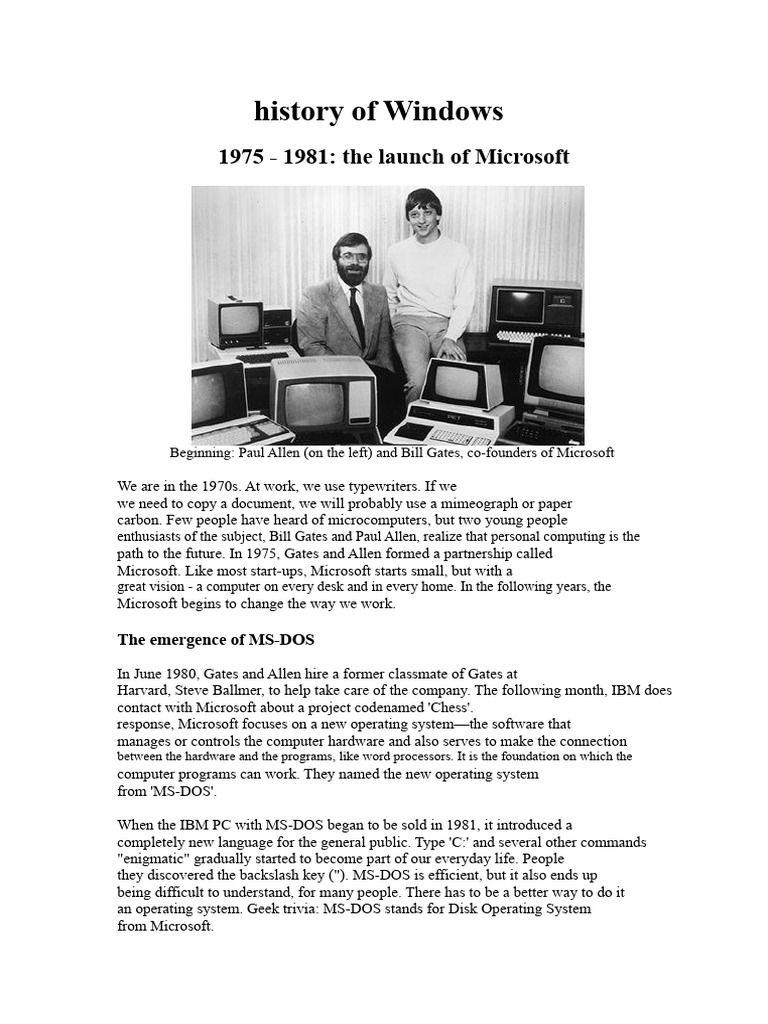 Windows 1.0 Launch and Microsoft History | PDF | Microsoft Windows ...