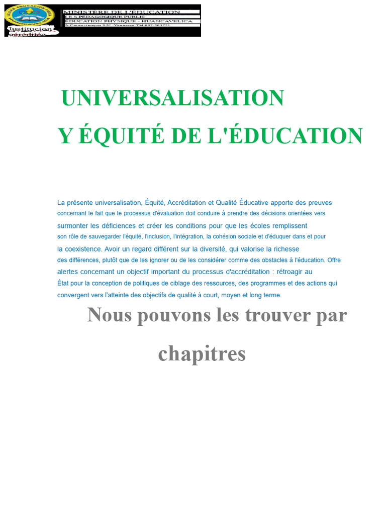 Universalisation et Équité Éducative | PDF | Apprentissage | Démocratie