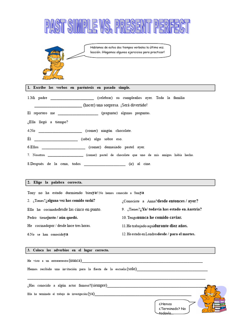Ejercicios de Pasado y Presente Perfecto | PDF