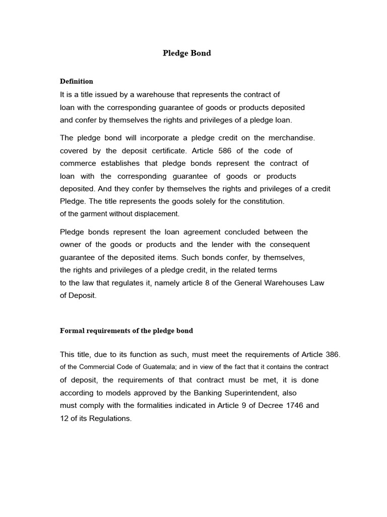 Pledge Bond | PDF | Loans | Auction