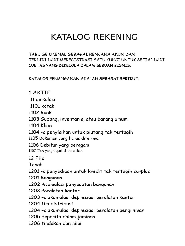 Katalog Rekening | PDF