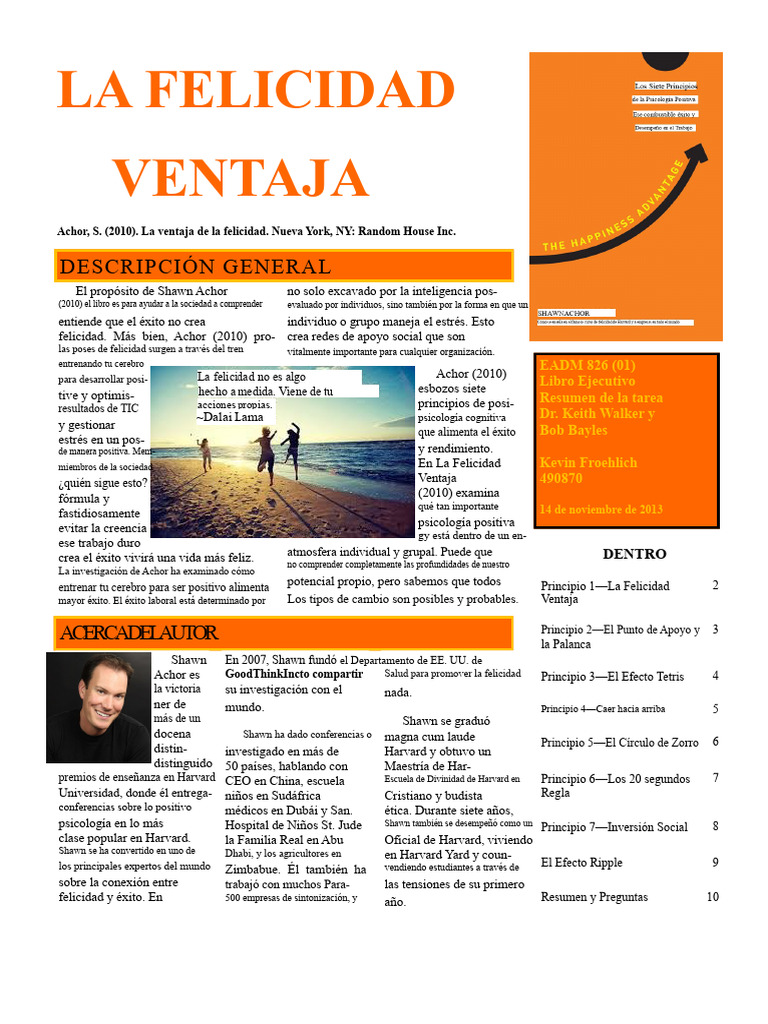 La Ventaja de la Felicidad en el Éxito | PDF | Felicidad | Estrés ...