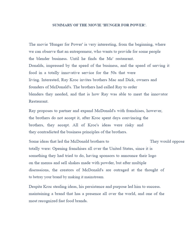Hunger for Power: McDonald's Origins | PDF | Mc Donald's