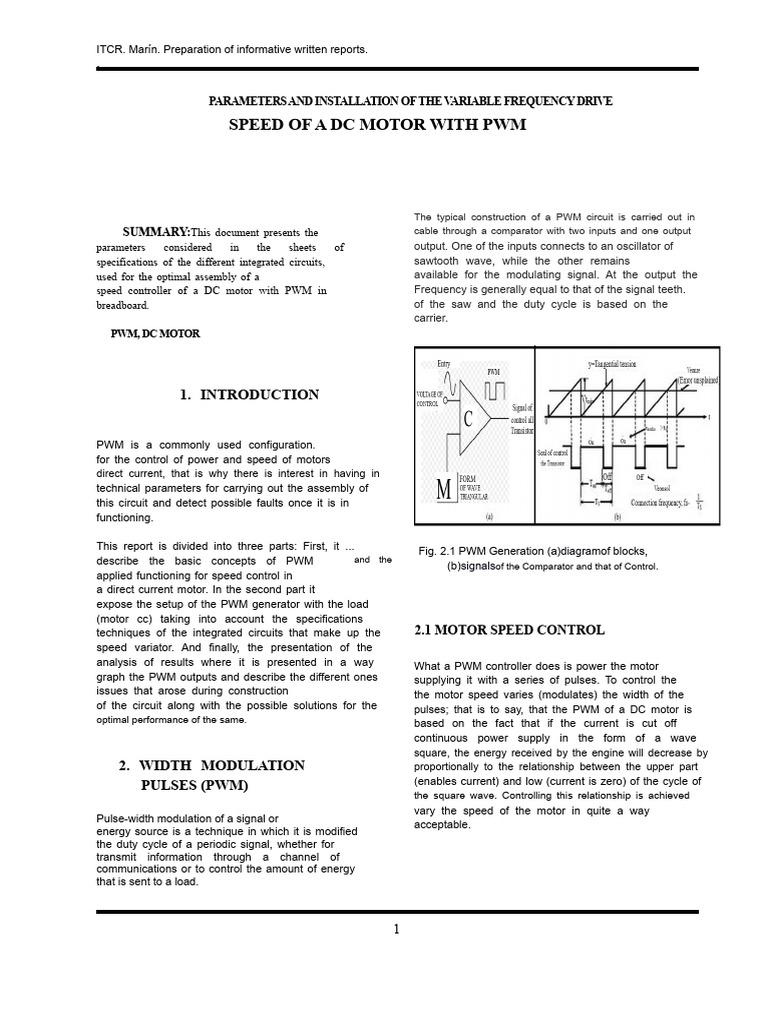 SPEED CONTROL OF A DC MOTOR WITH PWM | PDF | Electronic Oscillator ...