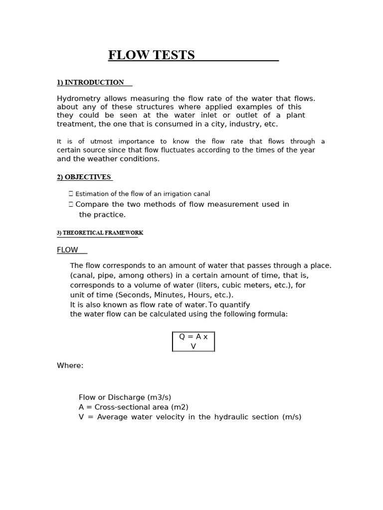 Flow Measurement Methods for Water | PDF | Flow Measurement | Physical ...