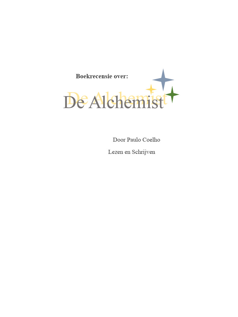 Boekrecensie Van de Alchemist | PDF