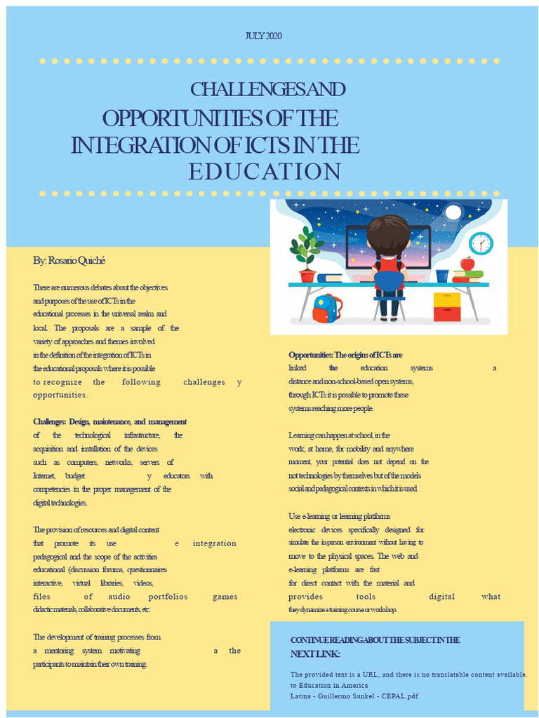 Challenges and Opportunities of ICT in Education PDF | PDF ...
