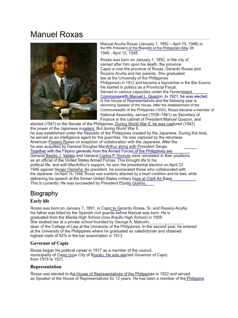 Manuel Roxas | PDF | Juan Ponce Enrile | Corazon Aquino