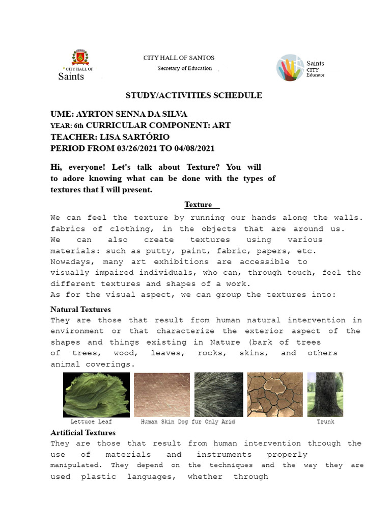 Exploring Textures in Art Education | PDF | Texture Mapping | Drawing