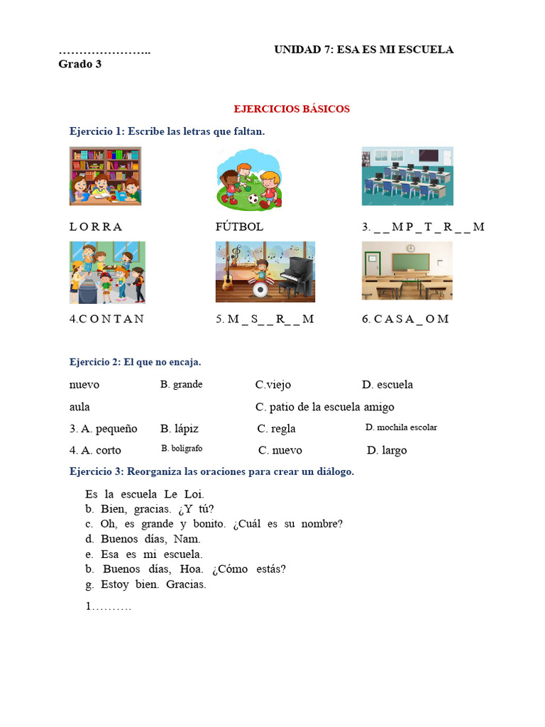 Ejercicios de Lengua para Tercer Grado | PDF