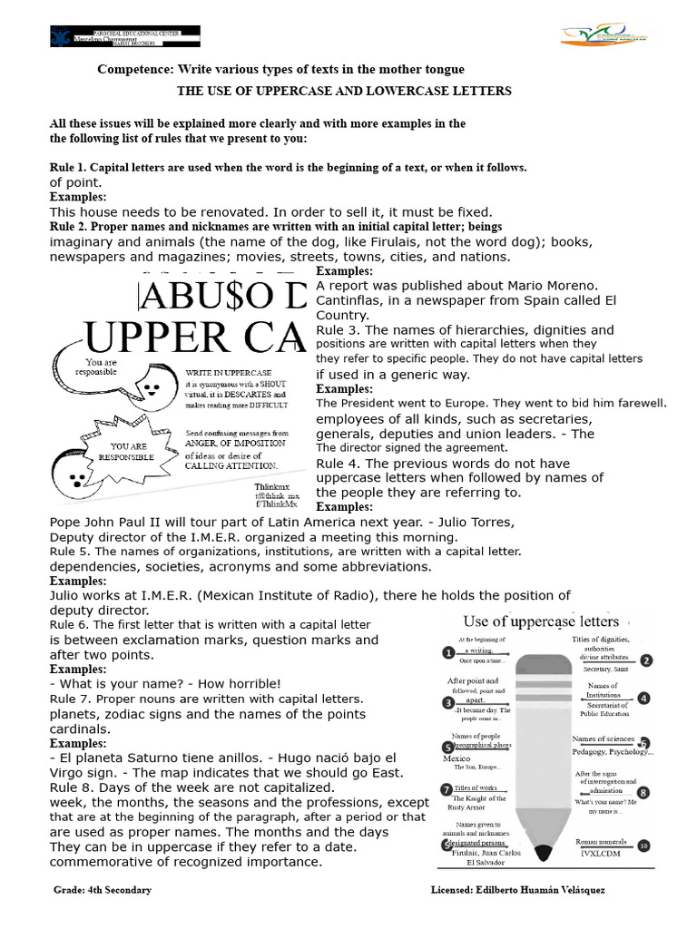 Uppercase and Lowercase 4° | PDF | Letter Case | Human Communication