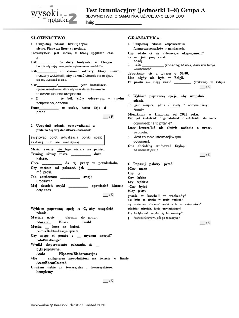 HighNote2 Cumulative Test Units01 08 GroupA | PDF