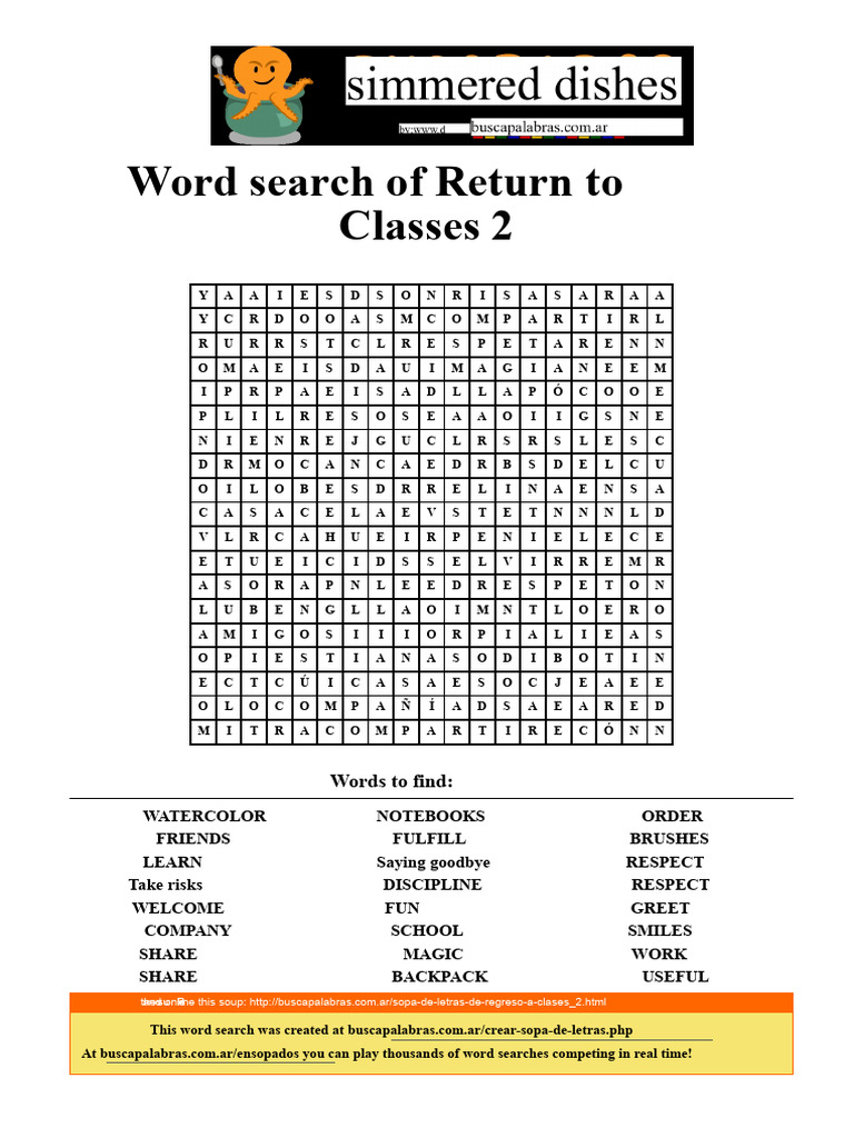 Back To School Word Search - 2 | PDF