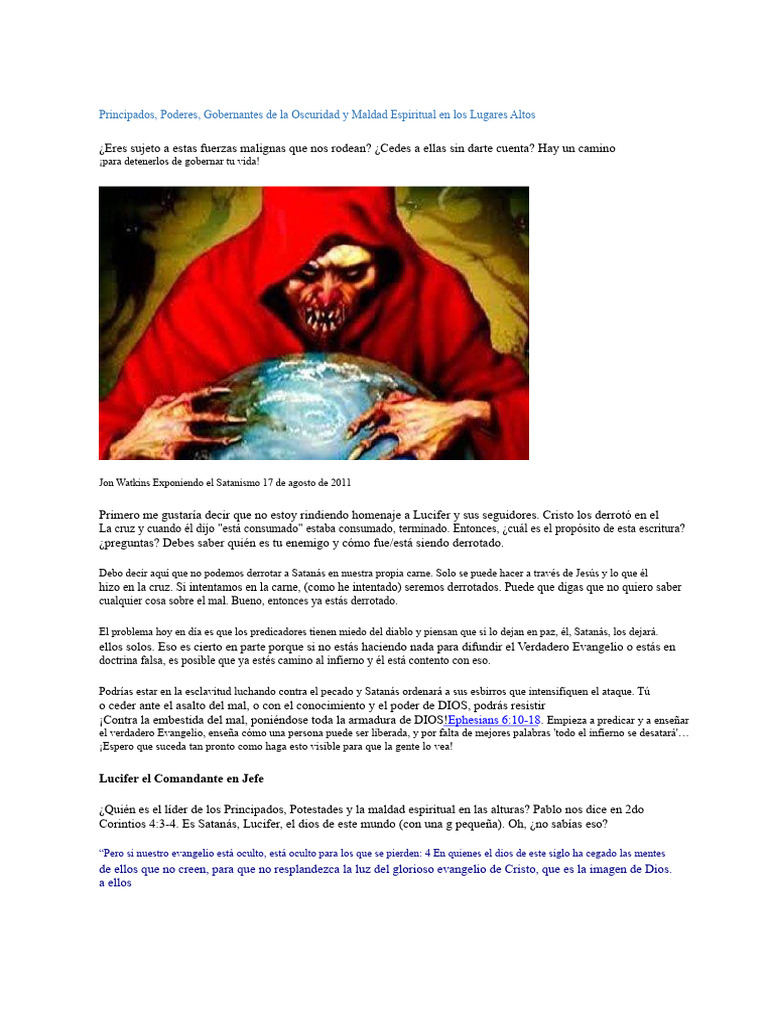 Principados y Potestades Espirituales | PDF | Demonios | Satán