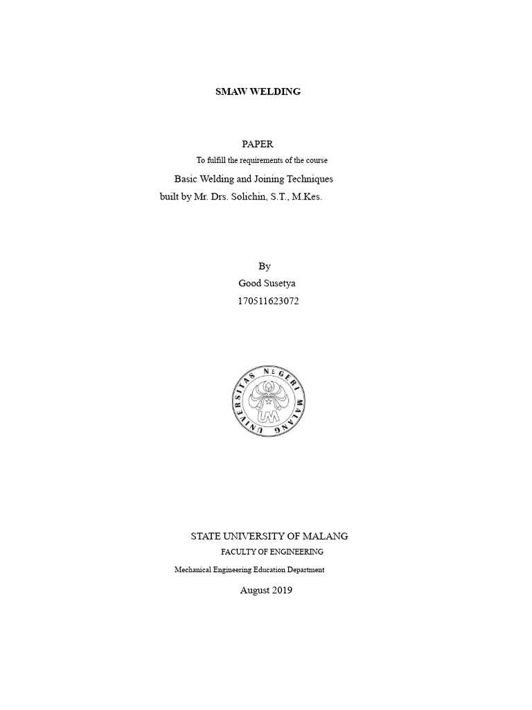 SMAW Welding Paper | PDF | Welding | Construction