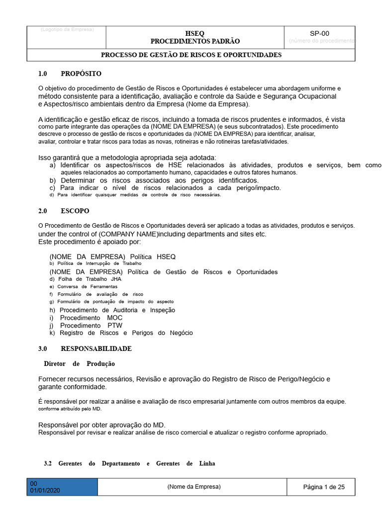 Gestão de Riscos e Oportunidades HSEQ | PDF | Avaliação de risco | Economia