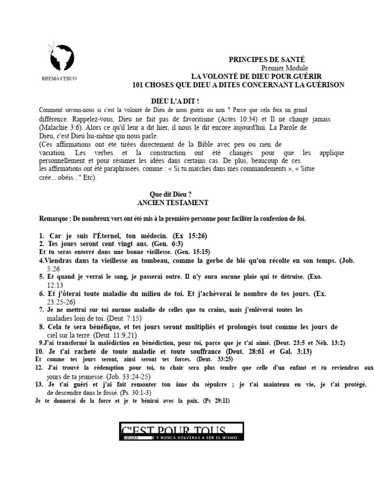 Guérison selon la volonté divine | PDF | Dieu | Doctrines et croyances ...