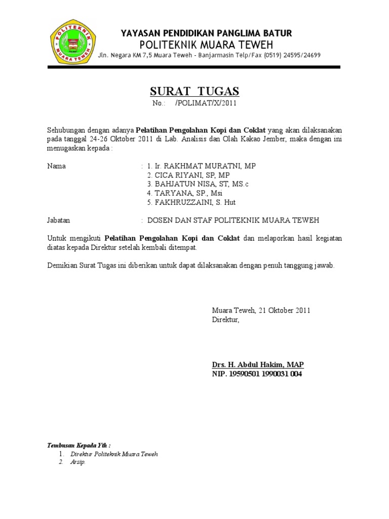 Contoh Surat Tugas Dinas Informasi Seputar Dunia Militer