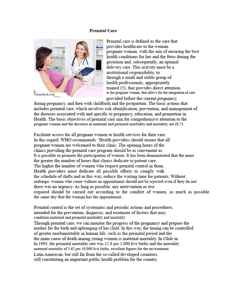 Prenatal Care | PDF | Pregnancy | Prenatal Development