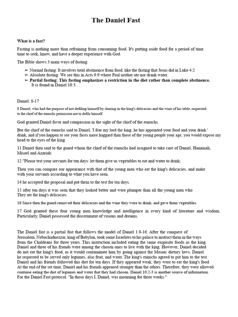 Understanding the Daniel Fast | PDF | Dieting | Book Of Daniel