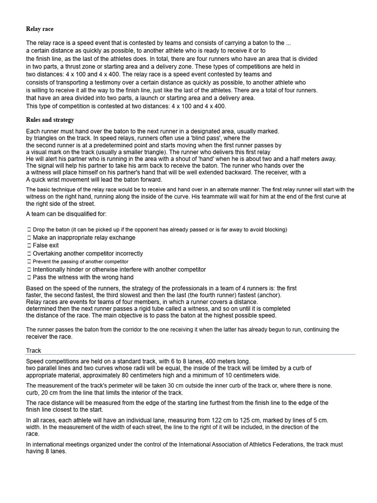 Relay race, jumps | PDF | Track And Field | Athletic Sports
