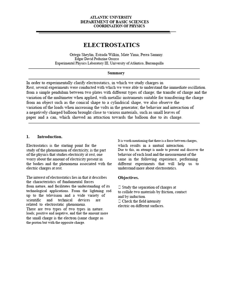 Electrostatics Experiments Overview | PDF | Electric Charge | Electricity