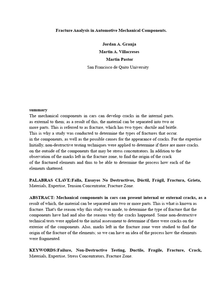Automotive Component Fracture Analysis | PDF | Fracture | Ductility