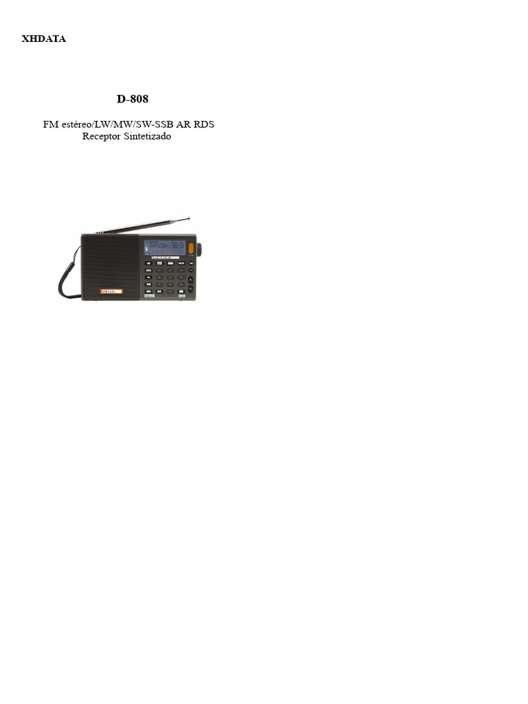 Radio XHDATA D-808 Version Originale – éclairage Bleu – FM/SSB/AirBand/LW/MW – Occasion