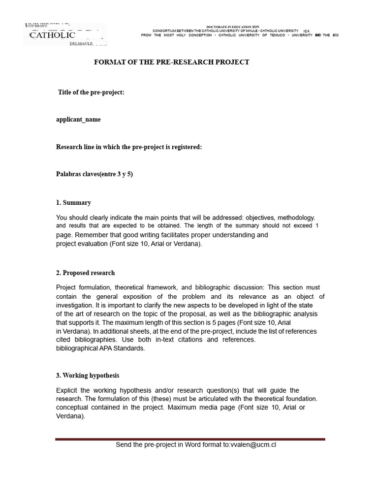 Format of The Pre-Project | PDF | Hypothesis | Methodology