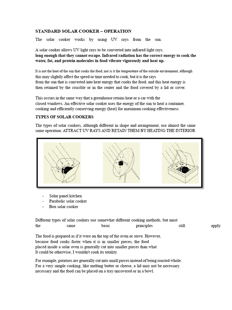 SOLAR COOKER Functioning | PDF | Kitchen Stove | Physical Sciences