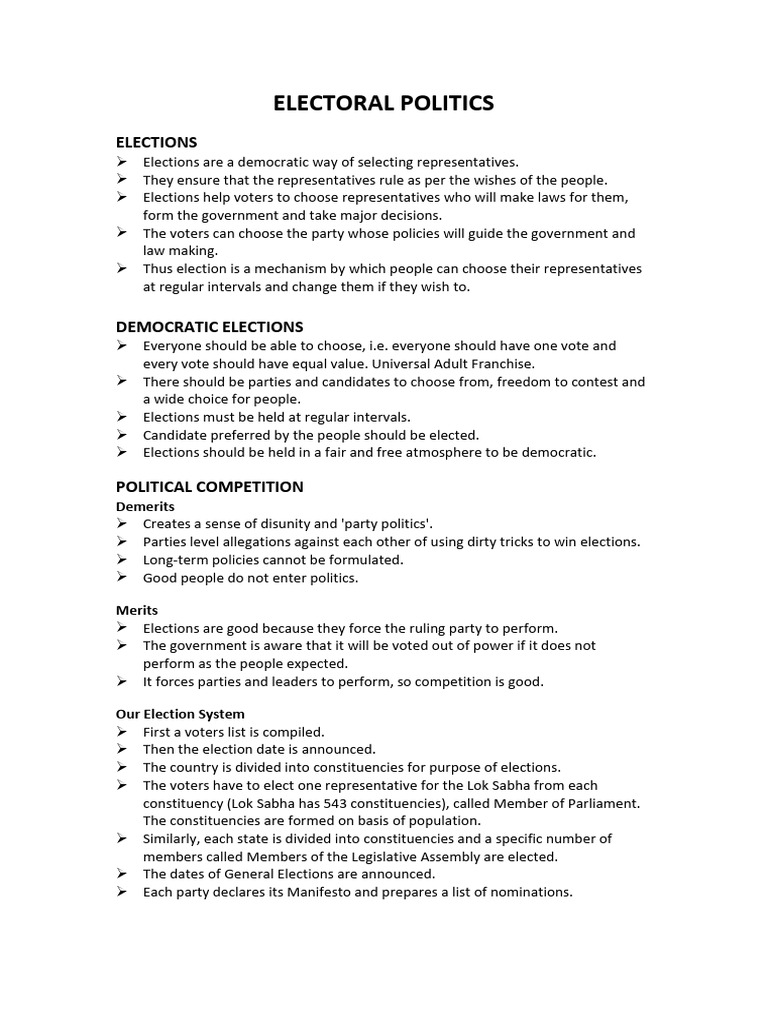 Understanding Electoral Politics and Elections | PDF