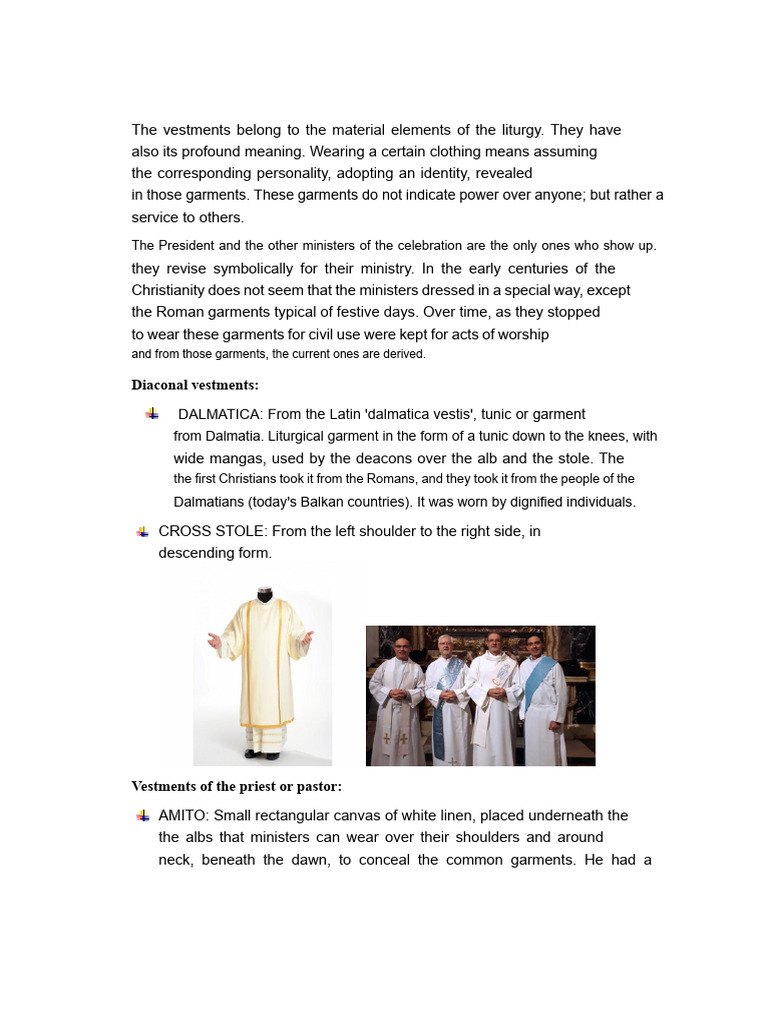 Understanding Liturgical Vestments | PDF | Deacon | Bishop