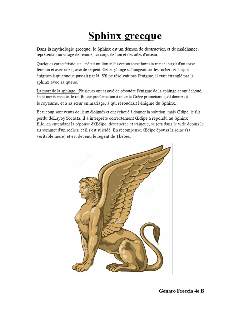 Le Sphinx grec : mythologie et énigmes | PDF
