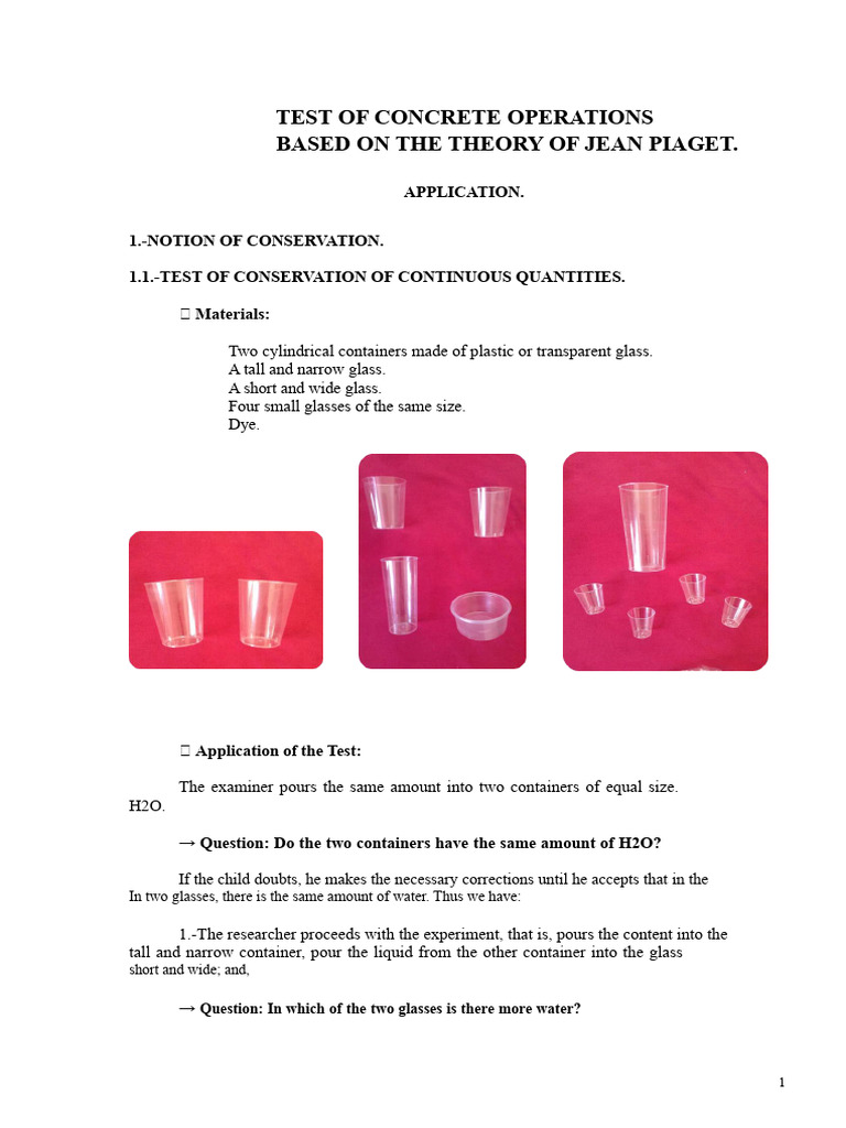 Concrete Operations Test by Piaget | PDF | Cognitive Science | Cognition