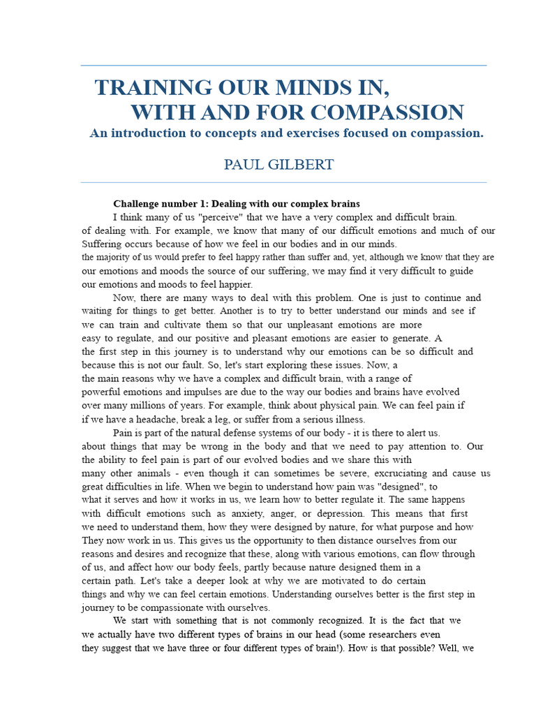 Cultivating Compassion Through Mind Training | PDF | Emotions | Anger